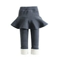 thumbnail image 3 of Girl Leggings with Ruffle Skirt Pants Cotton Ruffle Skirt Lined Thick Warm Pantskirt School Uniform Tutu Pants Warm Winter Pantskirt For Toddler Girls Size 5-6, 3 of 5