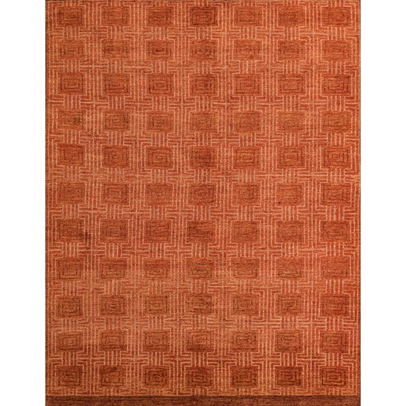 Ahgly Company Machine Washable Indoor Rectangle Abstract Orange Red Area Rugs, 6' x 9'