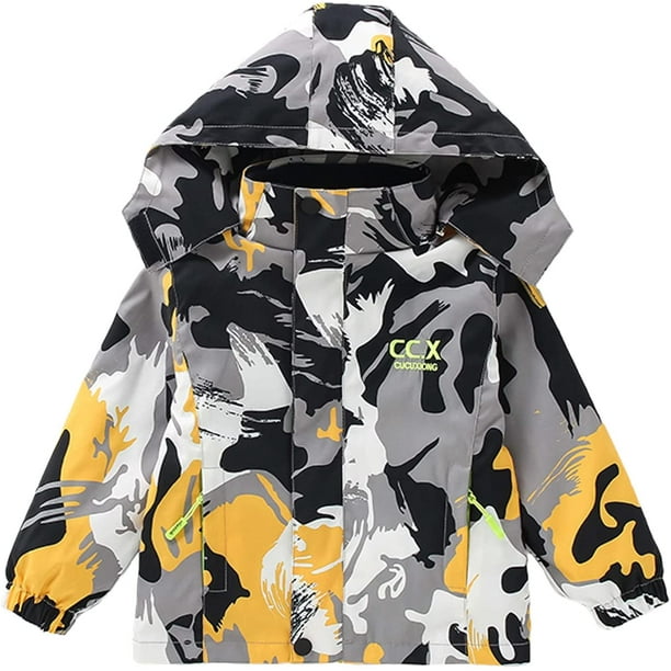 Boys Waterproof Jacket Children 3 in 1 Windbreaker with Hood Fleece Lining Detachable Inner Insulated Ski Jacket Walmart