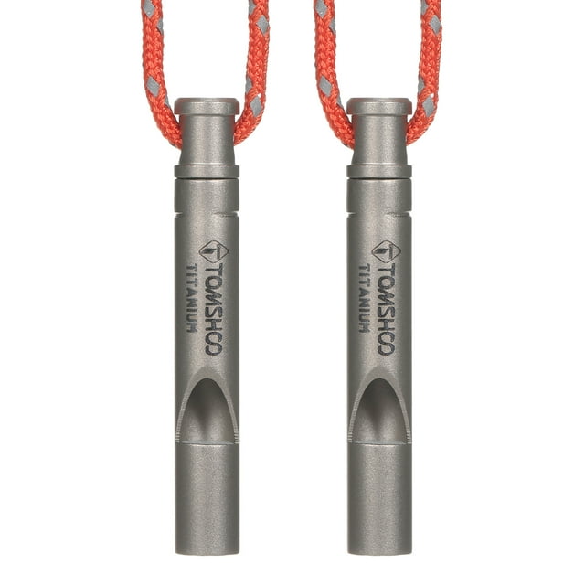 TOMSHOO Dual-Pack Titanium Outdoor Whistle - Lightweight, Loud, and Durable for Adventure Enthusiasts