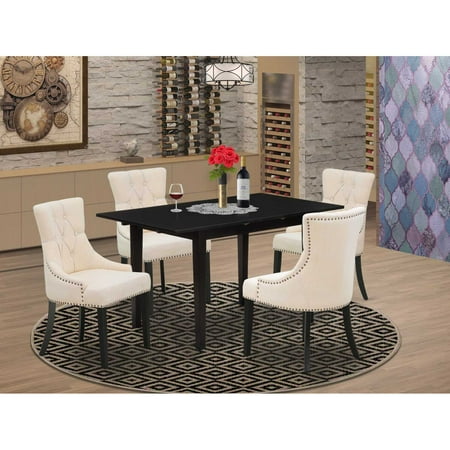 East West Furniture Dining Table- Parson Chairs NOFR5-BLK-02