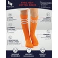 thumbnail image 6 of HUGH UGOLI Knee High Cotton Socks for Girls & Boys, Long Tube School Uniform Socks with Stripes, Soft & Comfortable, Pumpkin Orange, 12-14 Years Old, 4 Pairs, 6 of 7