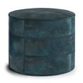 thumbnail image 1 of SIMPLIHOME Connor Pouf Rond Transitionnel en Cuir Bleu Sarcelle Vieilli, Repose-Pieds, Repose-Pieds, Rembourré, pour le Salon, la Salle Familiale, Transitionnel, 1 of 5