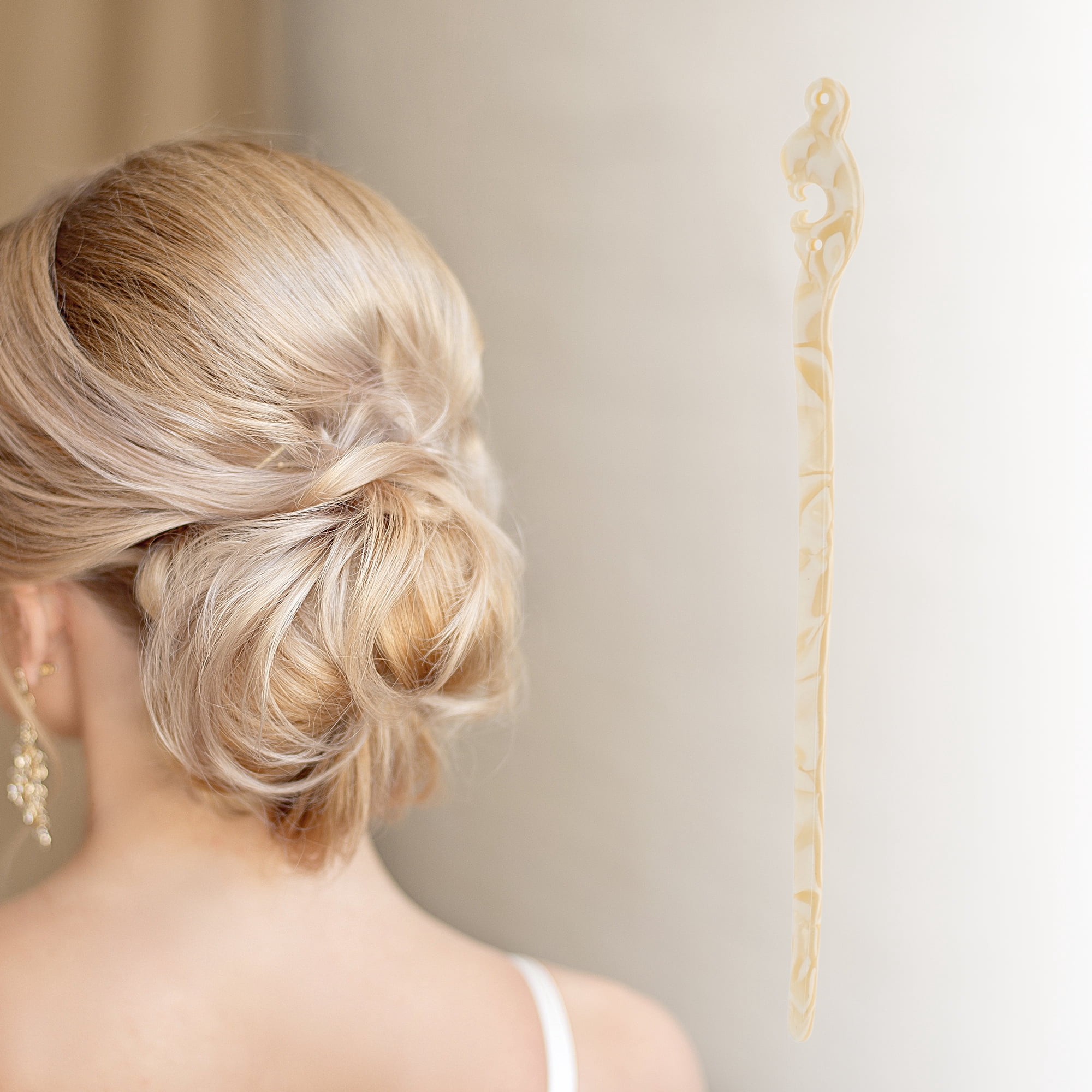 Unique Bargains Cloud Hair Chopstick for Women Beige 1 Pc