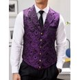 thumbnail image 2 of COOFANDY Men's Formal Purple Paisley Jacquard Suit Waistcoat Tuxedo Vest, 2 of 6