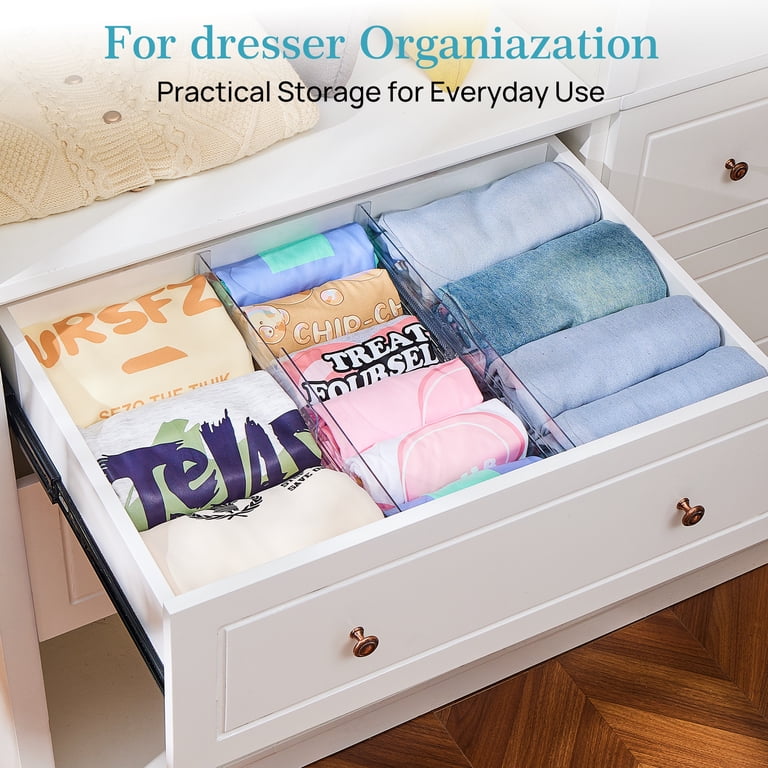 Vtopmart 6 Pack Drawer Dividers for Clothes, Adjustable 4" High Expandable  from 10.6"-17" Clear Dresser Drawer Organizer - Walmart.com