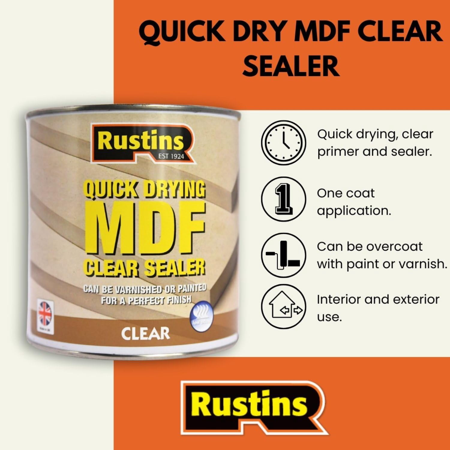 Rustins - Quick Drying MDF Sealer Clear 500ml