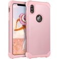 thumbnail image 1 of Étui iPhone XR, Étui iPhone XR, 3 en 1 Robuste Hybride Robuste Étui Rigide en PC Pare-Chocs en Silicone Souple Haute Résistance aux Impacts Étui de Protection Antichoc pour Apple iPhone XR, Or Rose, 1 of 8