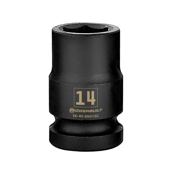 Powerbuilt 1/2 Inch Drive x 14 MM 6 Point Impact Socket - 647161