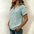 thumbnail image 6 of cocolona Womens Summer Striped Printed Tops Short Sleeve V Neck Loose Shirts Casual Pullover Blouses, 6 of 7