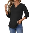 thumbnail image 3 of UVN Summer V Neck Womens Blouses Dressy Casual 3/4 Sleeve Shirts Ladies Tunic Tops, 3 of 10