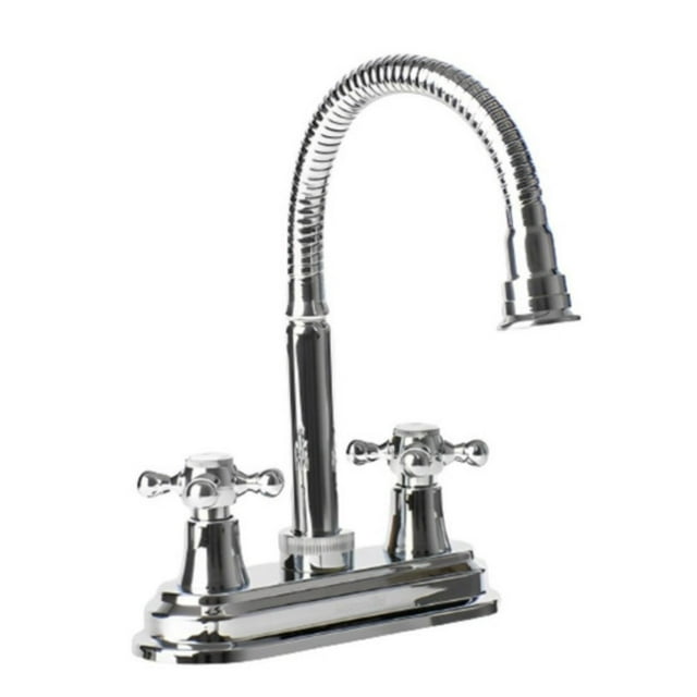 Llave Lavabo Hidroflud Cuello Flexible Mezcladora Cromo Color Plateado Griferia Convencional