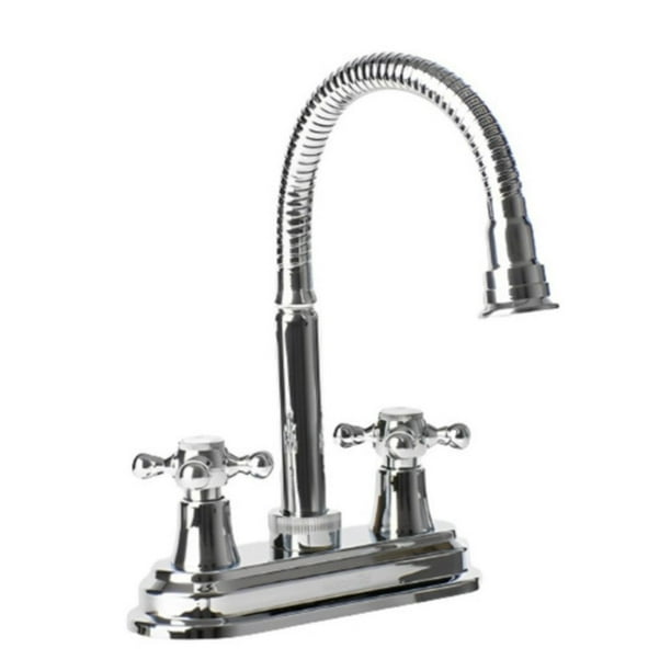 Llave Lavabo Hidroflud Cuello Flexible Mezcladora Cromo Color Plateado Griferia Convencional