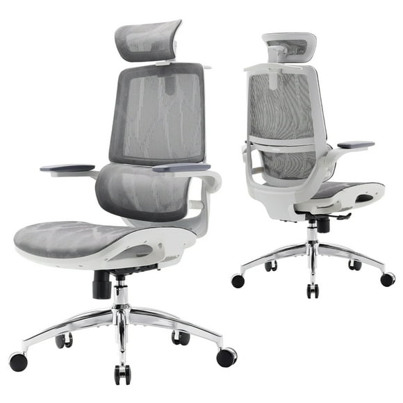 SIHOO M59AS Chaise de Bureau Ergonomique, Chaise d'Ordinateur à Double Dossier Haute avec Appuie-Tête et Accoudoirs 3D Rabattables, Soutien Lombaire Dynamique Adaptatif, Chaises de Bureau 300 Lb