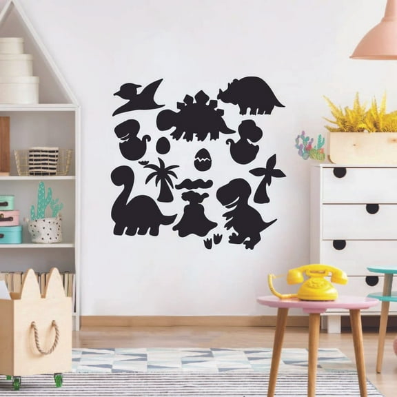 Dino Dinosaurs Silhouette Dinosaur T-Rex Wall Sticker Art Decal for Girls Boys Kids Room Bedroom Nursery Kindergarten Garage House Fun Home Decor Stickers Wall Art Vinyl Decoration Size (20x20 inch)