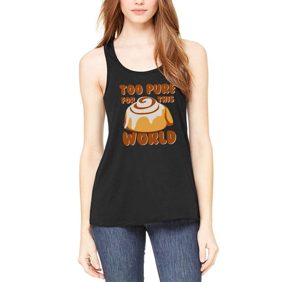 Cinnamon Bun Roll Too Pure for this World Womens Flowy Racerback Tank Top Black SM