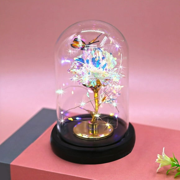 Iumwxz Glass Covered Gold Foil Carnation Ornament Eternal Flower Creatives Holiday Gift Luminous LED Night Light festival decortaions Multicolor Plastic Flash Deals