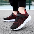 thumbnail image 3 of Tfken Big Girls Running Athletic Shoes Platform Daily Wear Hook & Loop Mesh Patchwork Red Sneakers For Children Size 11-11.5 Years, 3 of 7