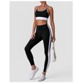 thumbnail image 4 of PISONIC Women 2 Piece Workout Sets Color Block Sports Bra High Waist Tummy Control Active Leggings Yoga Outfit Set, 4 of 7