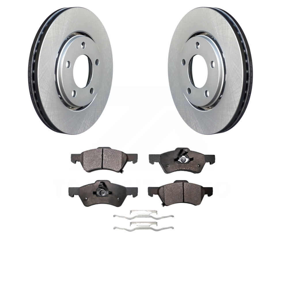 Front Coated Disc Brake Rotors And SemiMetallic Pads Kit For Dodge