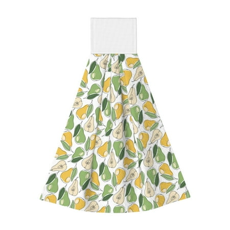 

Qekee Fruit Pears Print Hanging Kitchen Towels Coral Velvet Wipe Hand Towel Absorbent Hand Towels Microfiber Tie Towel for Bathroom Kitchen Decor