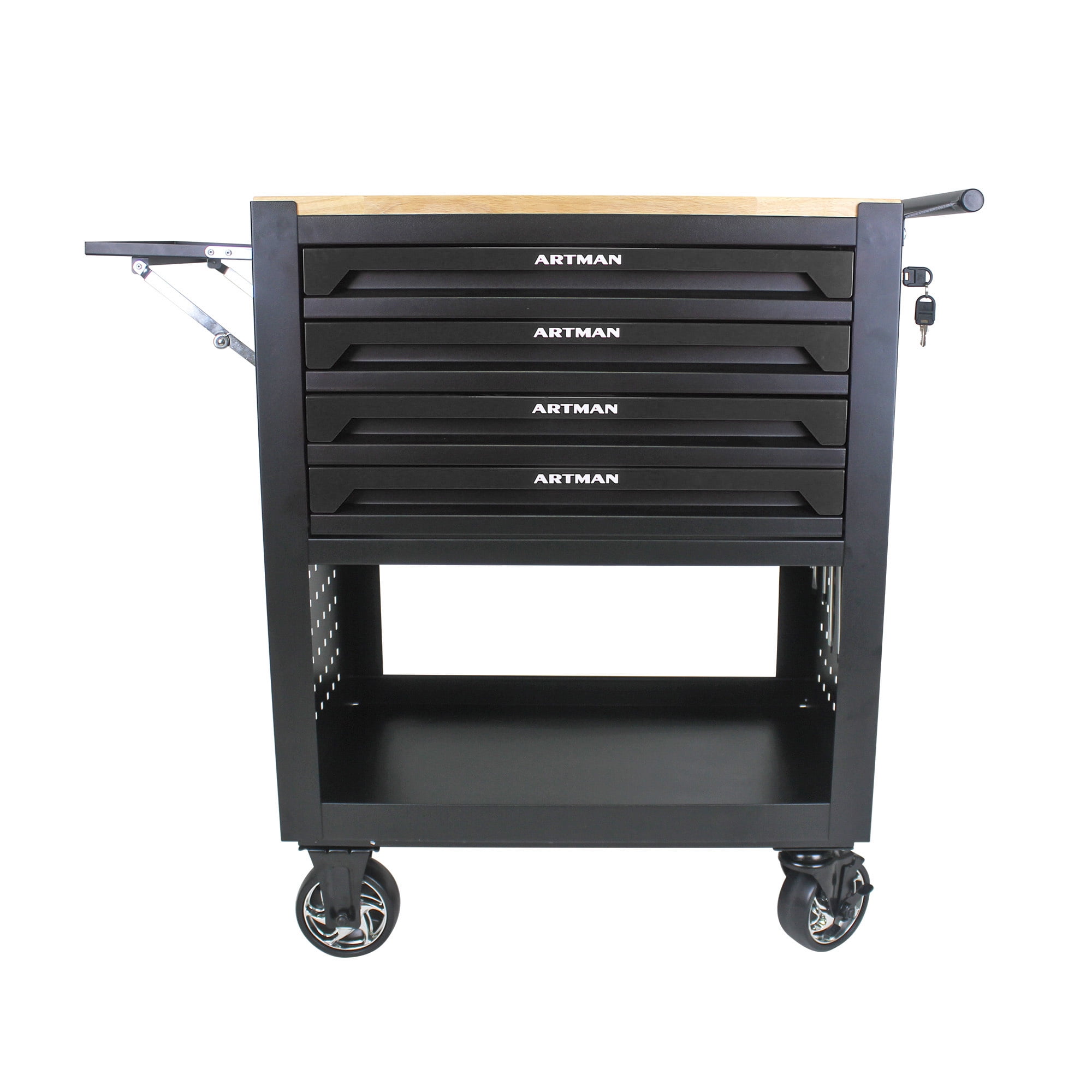 Aukfa 30 inch Mechanic's Tool Cart, 700 LB Capacity 4-Drawer Tool Chest on Wheels for Garage, Black
