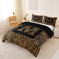 thumbnail image 2 of Catabedysis Personalized Letter Gifts Bedding,Fashion Leopard Alphabet M Duvet Cover Full For Girls,Black Reversible,3pcs,1 Duvet Cover and 2 Pillowcases, 2 of 6