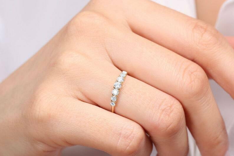 HeartsAndYou 2.6ct Engagement Ring for Women Round Cut Moissanite Stackable Design 18k Yellow Gold over Silver