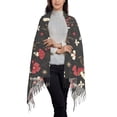 thumbnail image 2 of Honeii Fly Agaric and Flowers Print Scarf Oversized Scarf Tassel Fall Winter Thick Scarf Warm Shawl Women,Women's Scarves & Wraps, 2 of 8