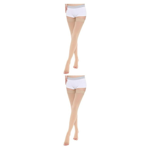 Wweixi Comfortable And Soft Compression Stockings Stay Active Stay Comfortable Open Toe-Skin Color XXL 2Set