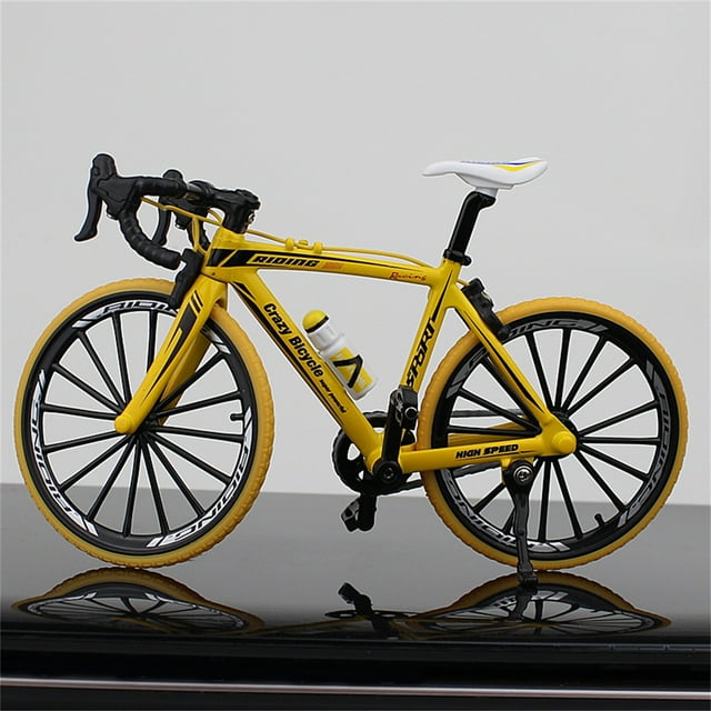 Yellow Crazy Bicycle Alloy Simulation Bicycle Model 1:10 Scale Mini Bike Toy Drop Handlebar Road Bike - Yellow