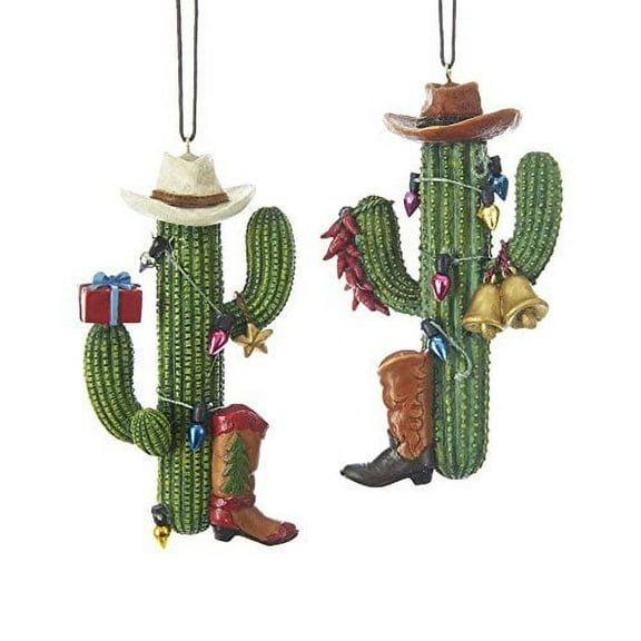 Kurt Adler 4" Western Cactus W/Boot Hat Ornament 2/A