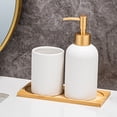 thumbnail image 6 of Bathroom Accessories Set of 3 with 350ml Liquid Soap Dispenser Toothbrush Holder and Tray for Countertop Organization, 6 of 8
