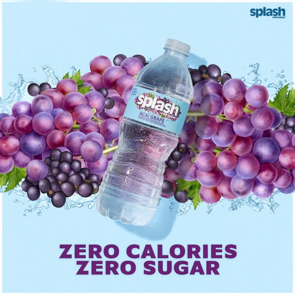 SPLASH Refresher Acai Grape Flavored Water, 16.9 fl oz Bottles, 24 Pack + Free Soda Can