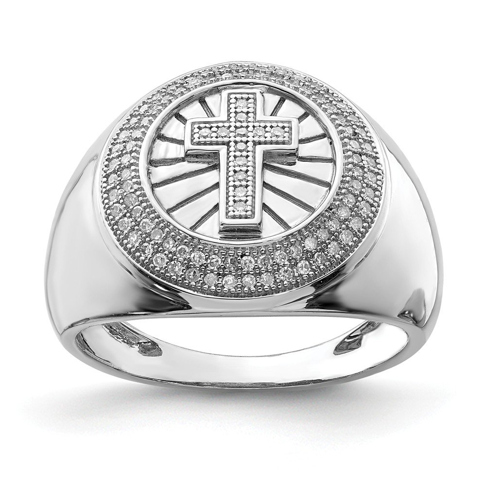 AA Jewels - 925 Sterling Silver Diamond Cross Men's Ring Band all ...