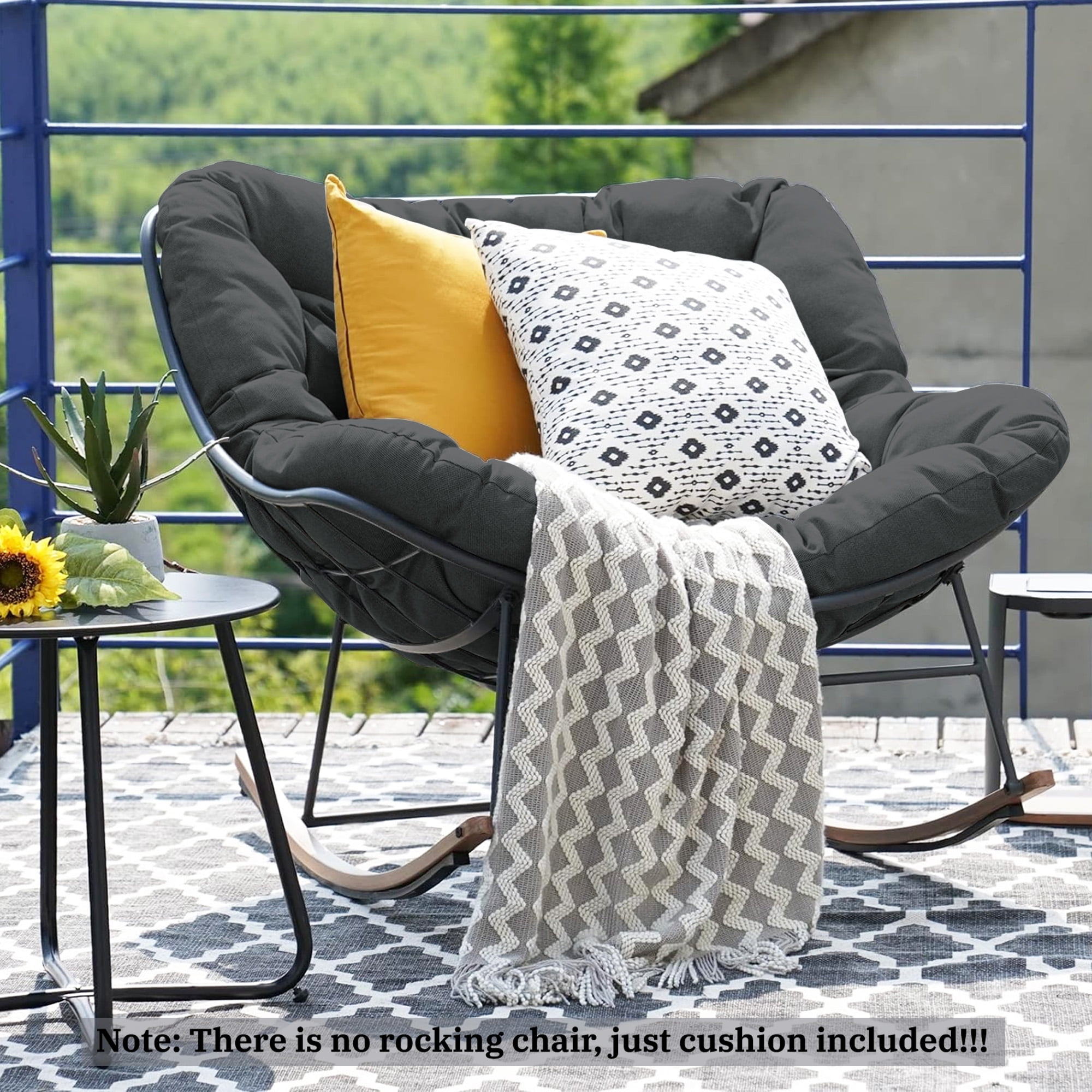 Outdoor Rocking Chair Cushions 6.3" Thick, Waterproof Papasan Chair Cushion, Fade-Resistant Patio Egg Lounge Chair Cushions for Indoor Outdoor Garden, Porch, Balcony