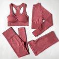 thumbnail image 1 of 2/3/4 Uds. Conjunto de Yoga sin costuras para mujer, ropa deportiva de entrenamiento, ropa de gimnasio, Top corto de manga larga, mallas de cintura alta, traje deportivo Tan Jianjun unisex, 1 of 2