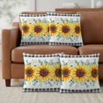 thumbnail image 6 of Set of 2 Sunflower Flowers Pillow Covers 18x18 Inch, Yellow Floral Eucalyptus Leaves Black Plaid Decorative Throw Pillow Cases Cotton Cushion Covers for Sofa Couch Bed Living Room Bedroom Home Decor, 6 of 9