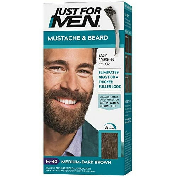 Just For Men Brush In Color Mustache & Beard Medium Dark Brown, 1 Count