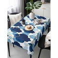 thumbnail image 2 of Navy Blue Geometric Moroccan Rectangle Tablecloth, Abstract Art Blue Ombre Modern Waterproof & StainResistant Tablecloth, Washable Oil-proof Table Cover for Dining/Party/Wedding/Buffet 54x108 In, 2 of 9