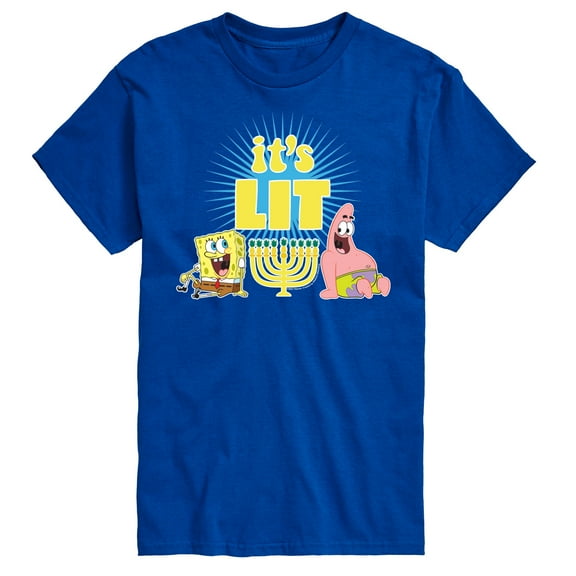 SpongeBob SquarePants - It's Lit Hanukkah Spongebob and Patrick - Men's Short Sleeve Graphic T-Shirt