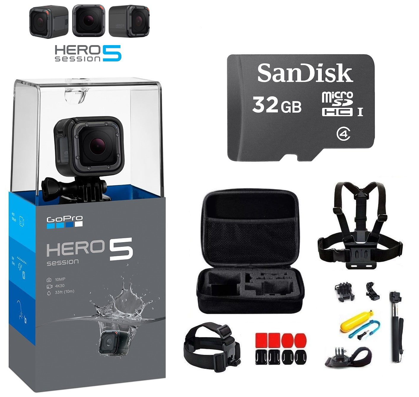GoPro HERO5 SESSION - Hero 5 Session Action + 32 GB MicroSD + GoPro Accessory Kit - Walmart.com