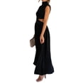 thumbnail image 4 of One opening Women's Summer Pleated Sundress Mock Neck Sleeveless Backless Cutout Dress High Waist Flowy A-Line Long Dress, 4 of 6