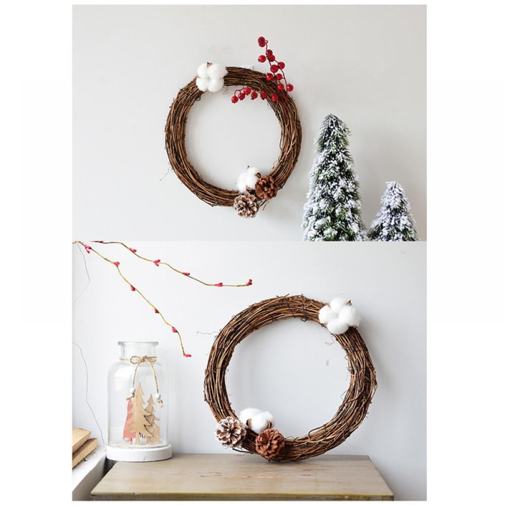 Large Natural Grapevine Wreath Rings Rattan Vine Branch Wreath Hoop for DIY Craft Wreath Christmas Easter Holiday Decoration Seasonal Decors 1pcs 40cm/16inch 