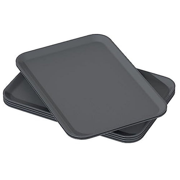 6 Packs Extra Large Plastic Trays, 25.3" x 17.7", Rectangular Multi-Purpose Tray, Gray