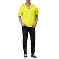 thumbnail image 2 of INSPIRE CHIC Men's Short Sleeve Hoodies Solid Color Zip Up Jackets with Hood M Bright Yellow, 2 of 7