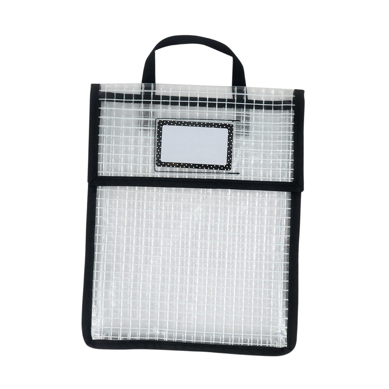 Luzkey Transparent Book Pouches With Handle Mesh Storage Bag Handbag Book Bag Pocket Document Bag For Storage Homework Magazine Files Notebook Black B