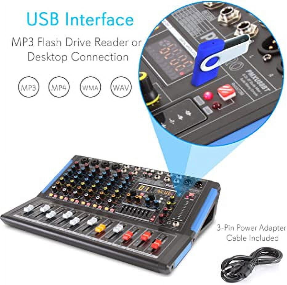 Pyle 8-Channel Bluetooth Studio Audio Mixer - DJ Sound Controller Interface