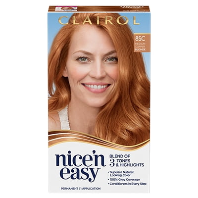 Clairol Nice'n Easy Permanent Hair Color Creme, 8SC Medium Copper Blonde, 1  Application, Hair Dye 