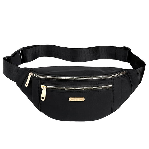 Riñonera para mujer, hombre, con bolsillos, moderna, tipo bandolera, color negro